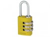 Abus 145/20 Yellow Combination Aluminium Padlock 46572