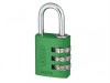 Abus 145/30 Green Combination Aluminium Padlock 46580